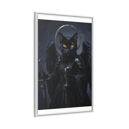 Gothic Black Cat with Halo & Chalice