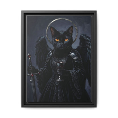 Gothic Black Cat with Halo & Chalice