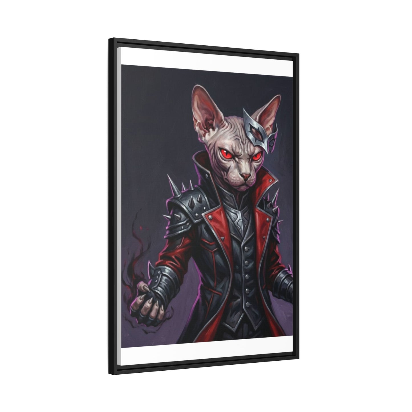 Dark Sphinx Cat Matte Framed Canvas Print Gothic Fantasy Wall Art