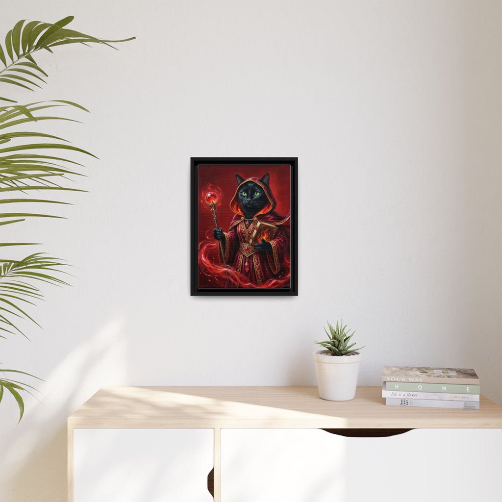 Black Cat Mage Matte Canvas Print (Framed)