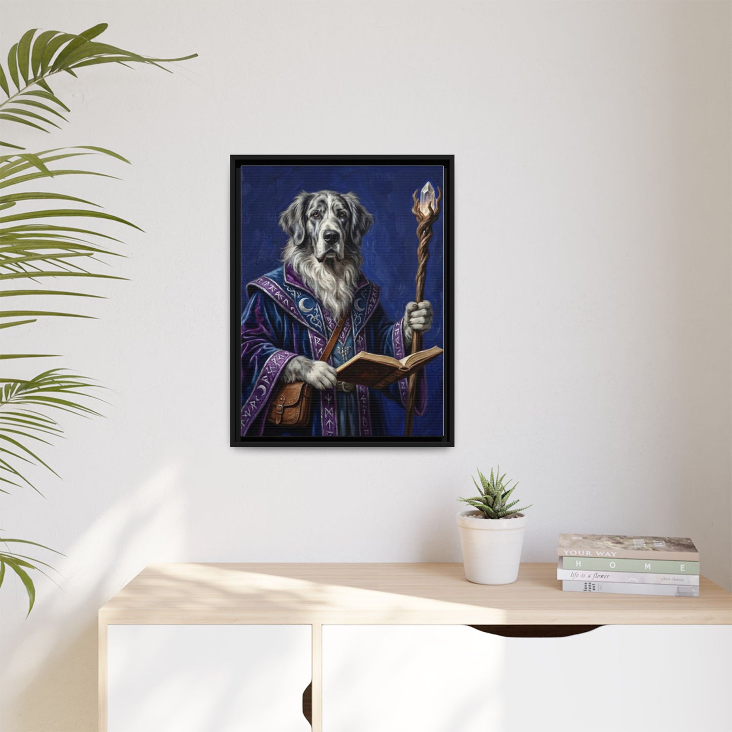 Wizard Dog Framed Canvas Print Mystic Canine Art