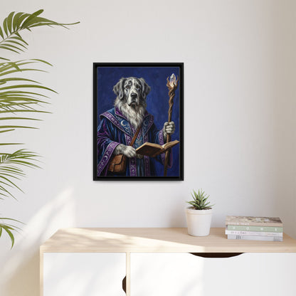 Wizard Dog Framed Canvas Print Mystic Canine Art