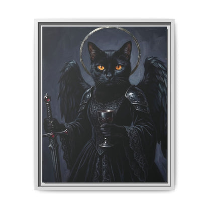 Gothic Black Cat with Halo & Chalice