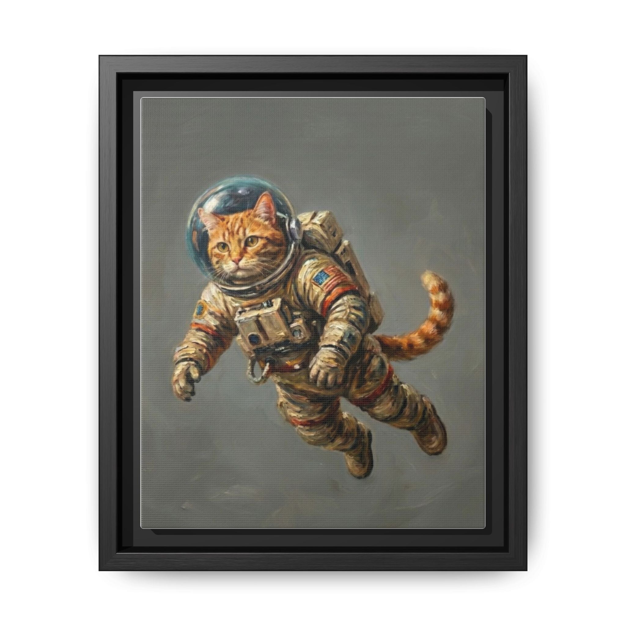 Astronaut Cat Matte Framed Canvas — Whimsical Space Cat Wall Art