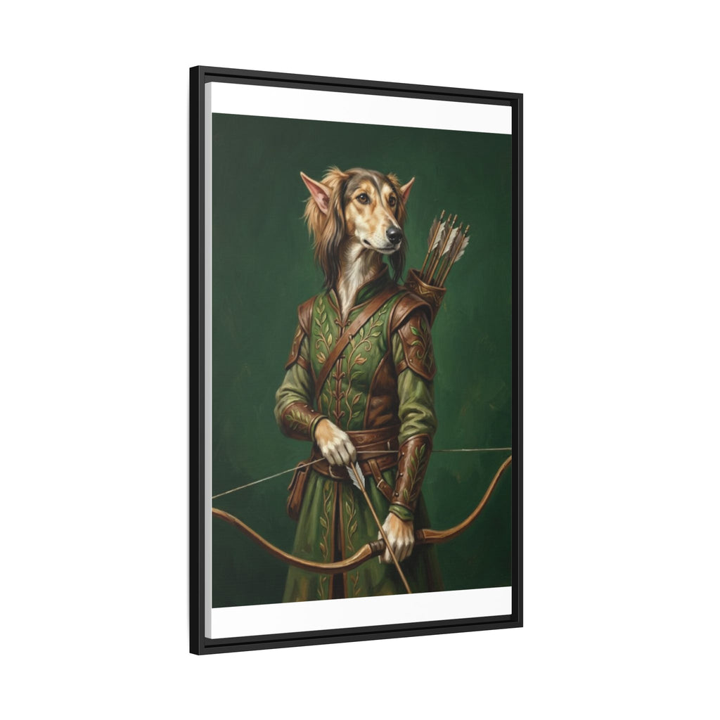 Archer Dog Matte Canvas Print — Framed Fantasy Animal Portrait