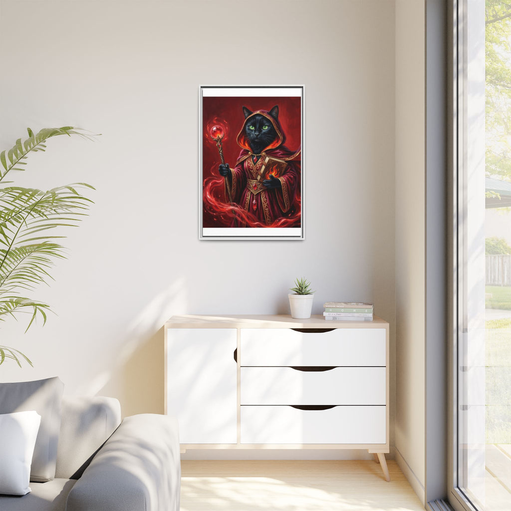 Black Cat Mage Matte Canvas Print (Framed)