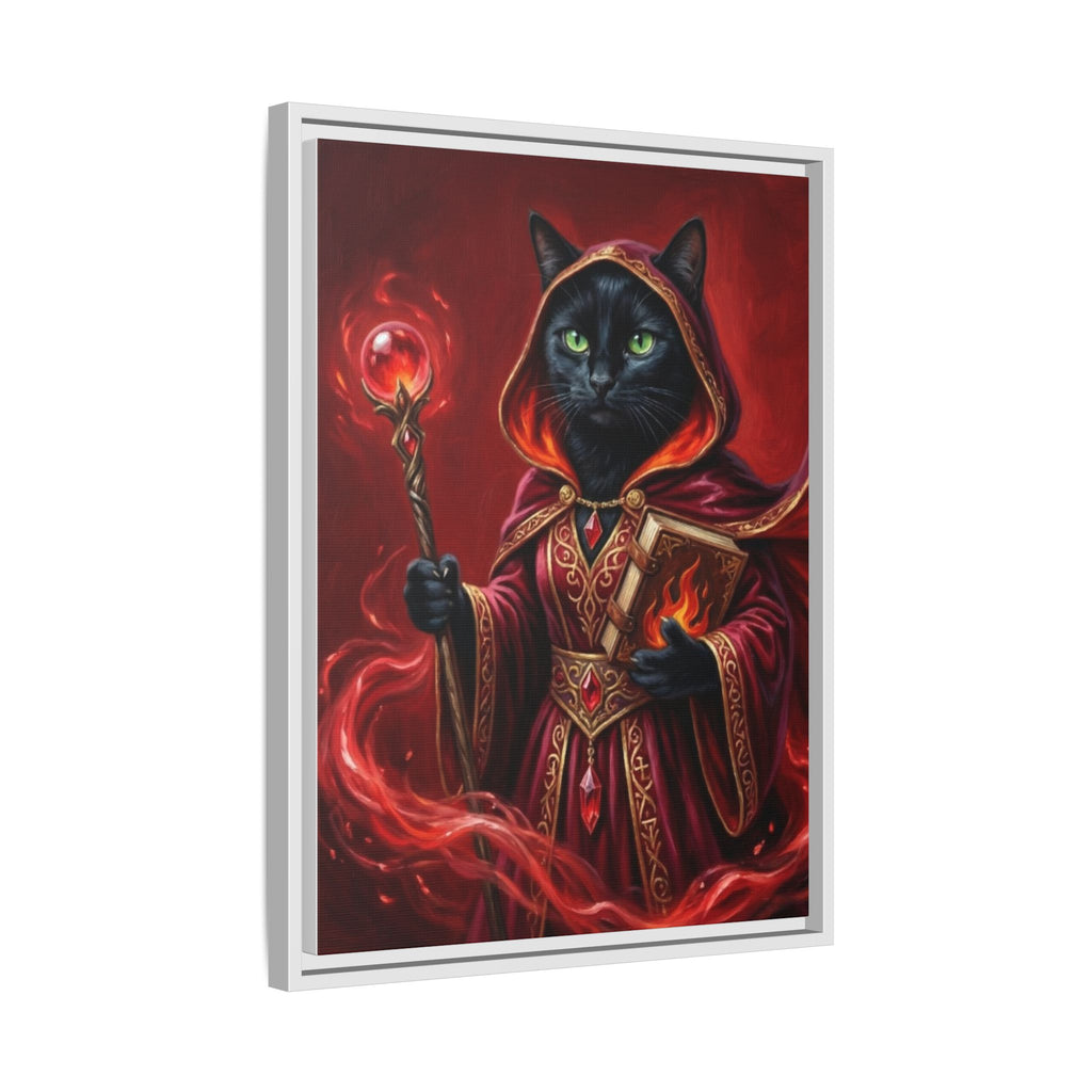 Black Cat Mage Matte Canvas Print (Framed)