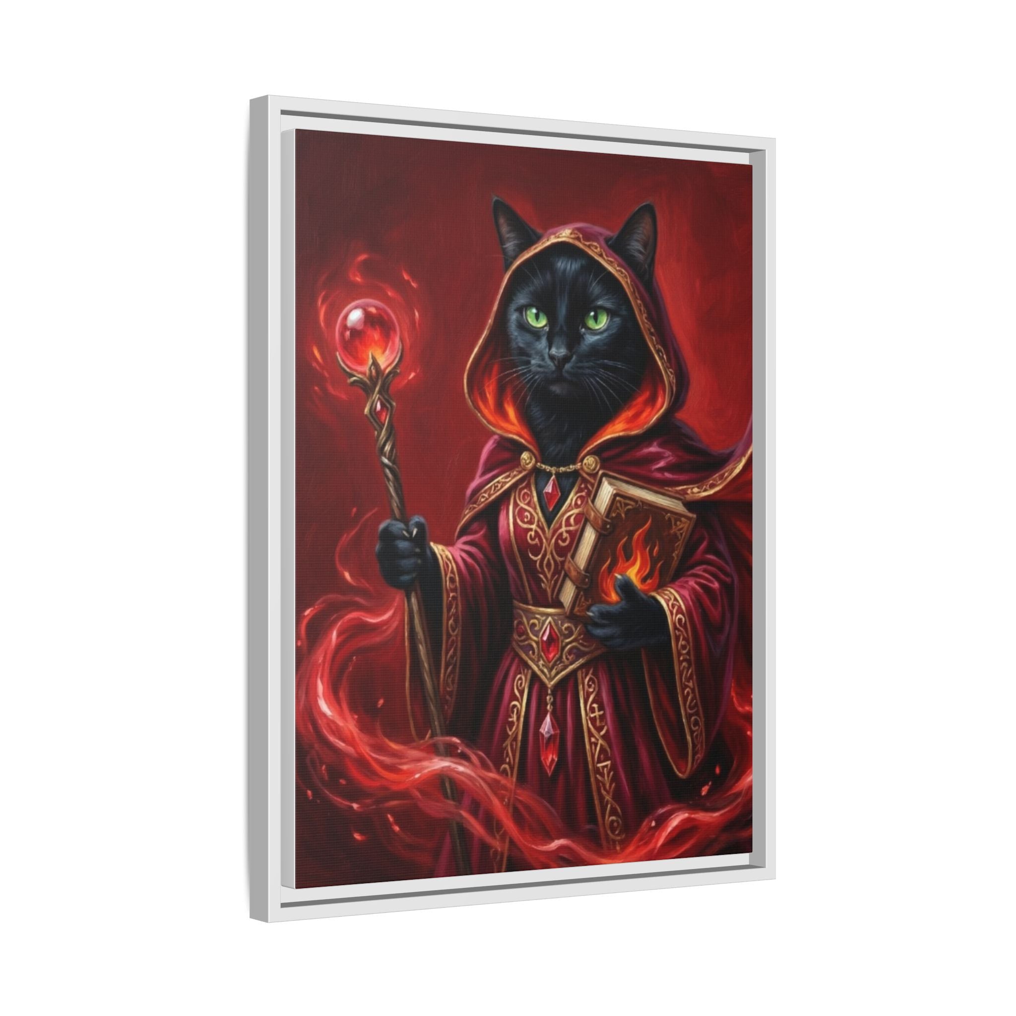 Black Cat Mage Matte Canvas Print (Framed)