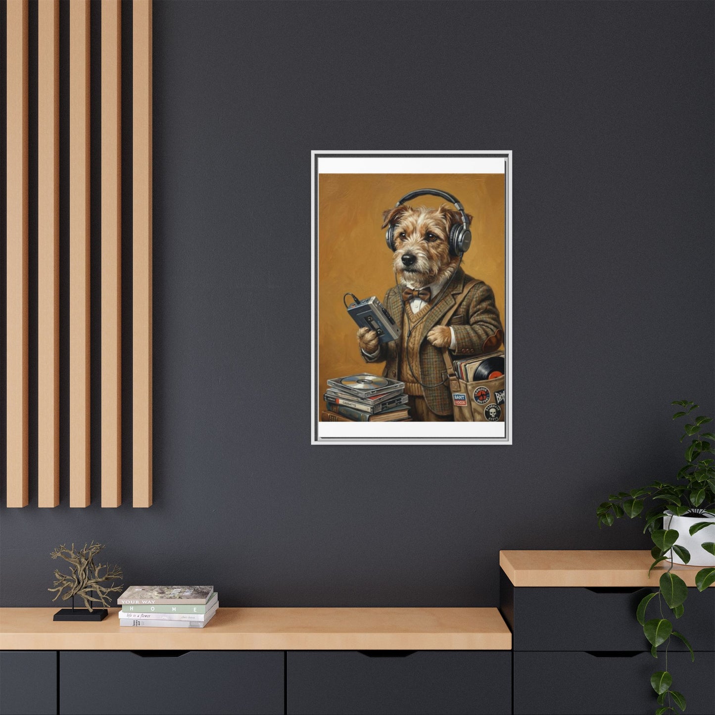 Vintage DJ Dog Matte Canvas Print