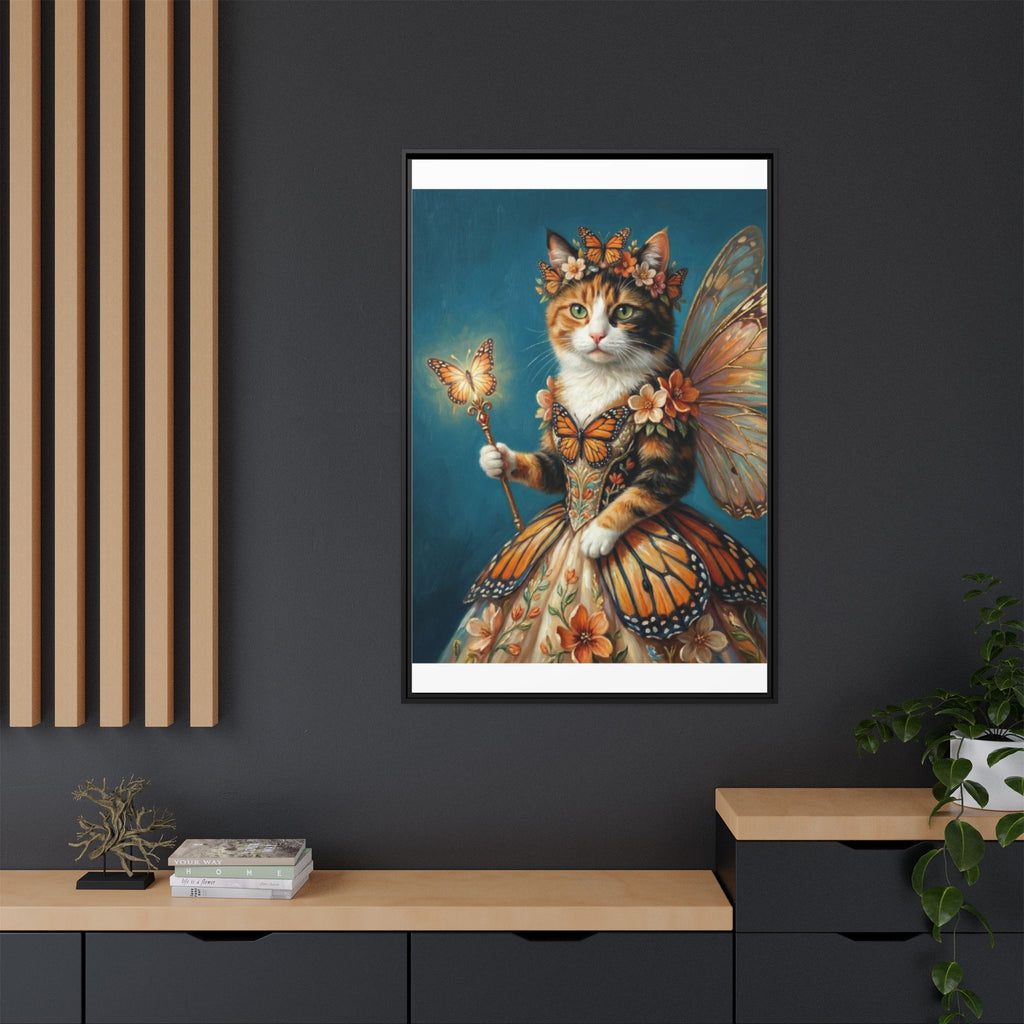 Butterfly Fairy Cat Matte Canvas Framed Art