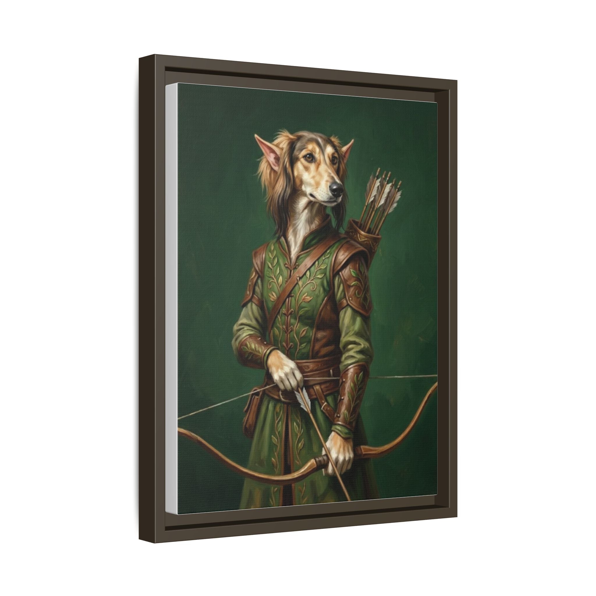 Archer Dog Matte Canvas Print — Framed Fantasy Animal Portrait