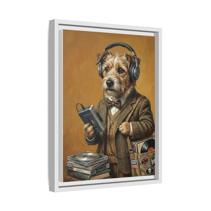 Vintage DJ Dog Matte Canvas Print