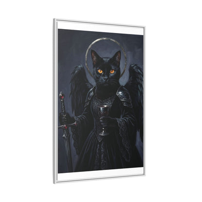 Gothic Black Cat with Halo & Chalice