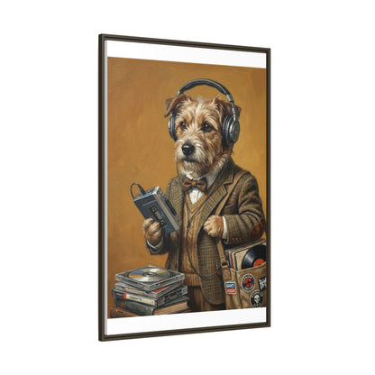 Vintage DJ Dog Matte Canvas Print