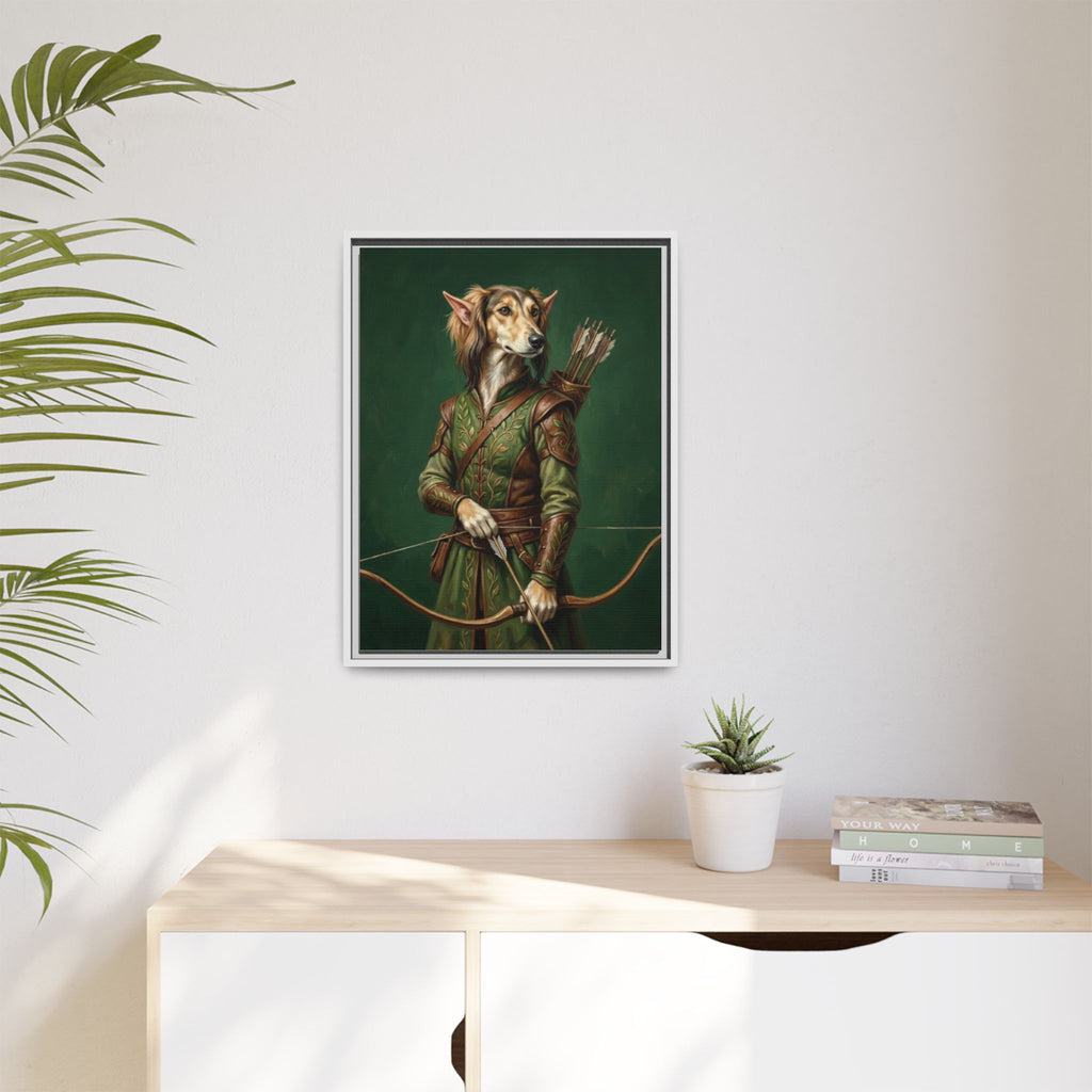 Archer Dog Matte Canvas Print — Framed Fantasy Animal Portrait