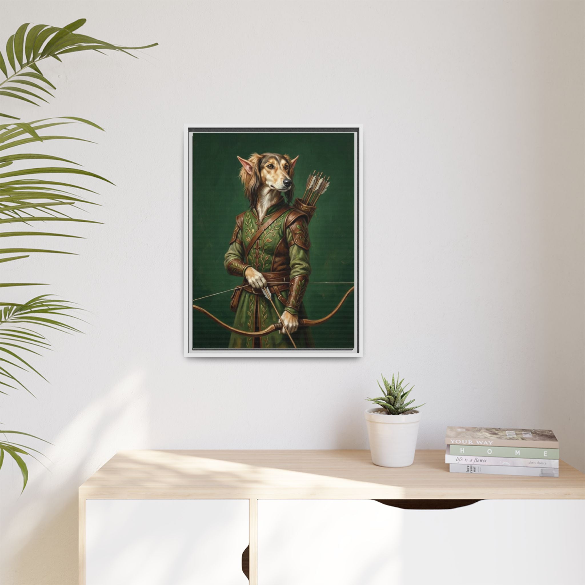 Archer Dog Matte Canvas Print — Framed Fantasy Animal Portrait