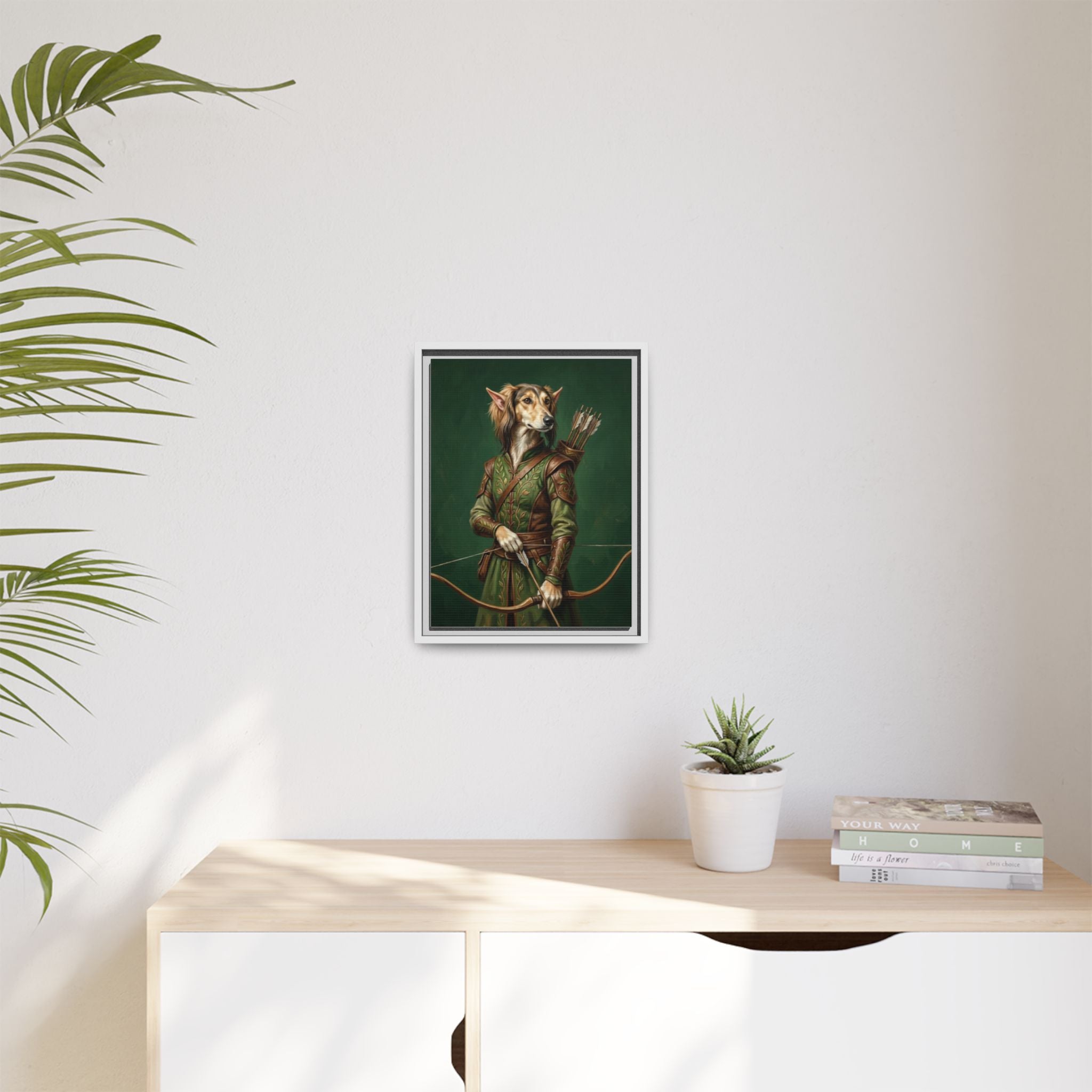 Archer Dog Matte Canvas Print — Framed Fantasy Animal Portrait