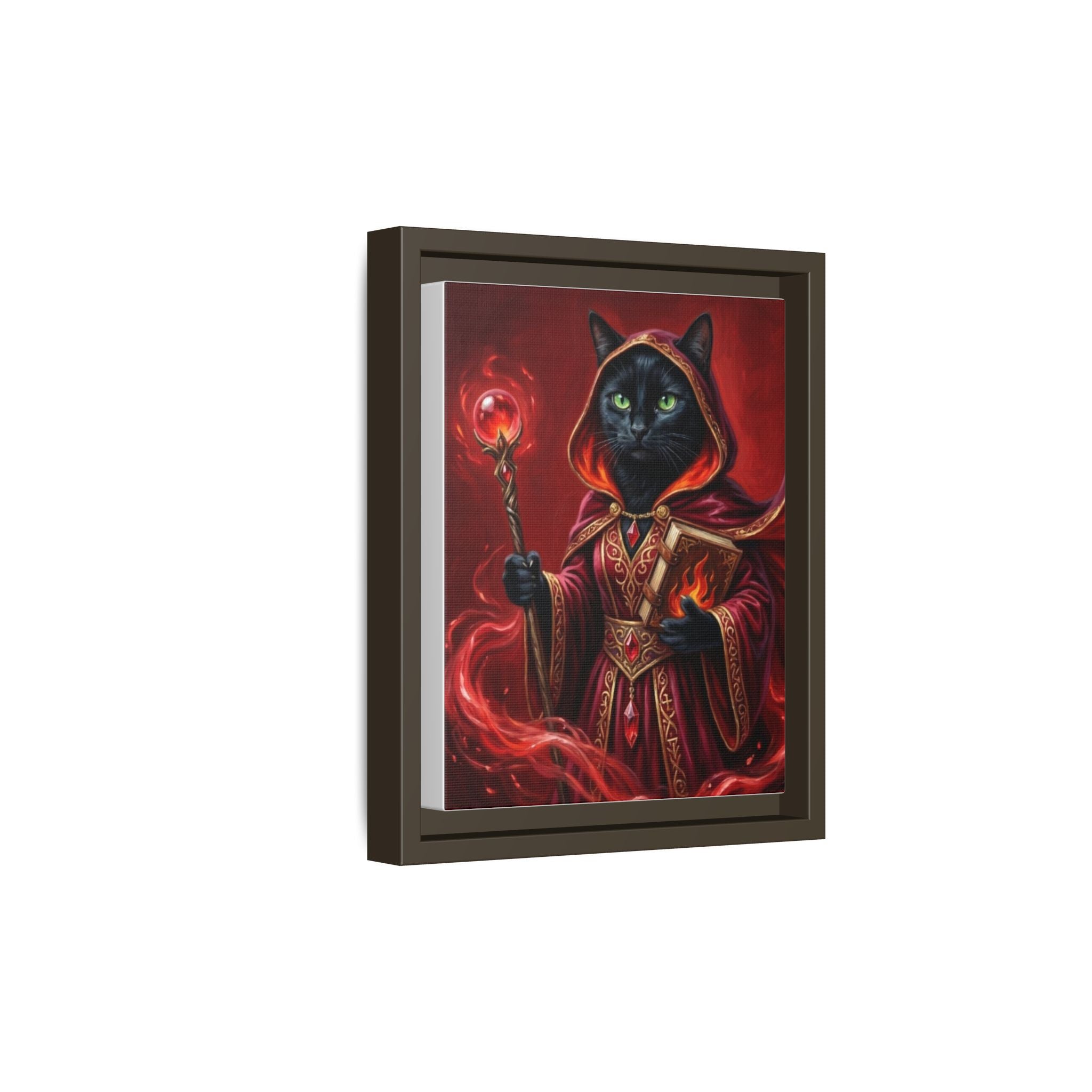Black Cat Mage Matte Canvas Print (Framed)