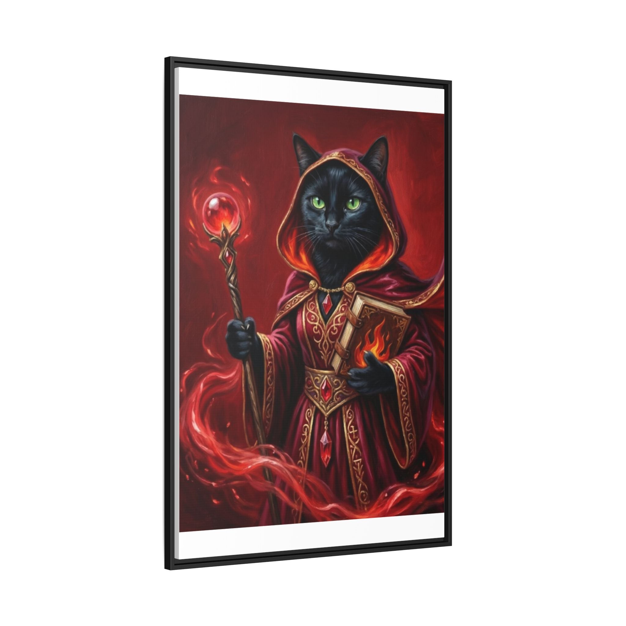 Black Cat Mage Matte Canvas Print (Framed)