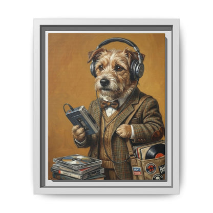 Vintage DJ Dog Matte Canvas Print