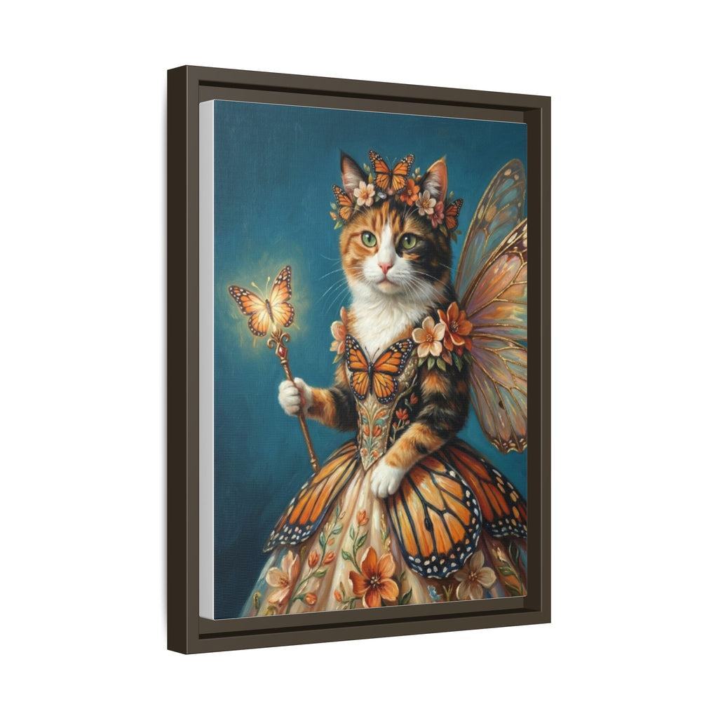 Butterfly Fairy Cat Matte Canvas Framed Art