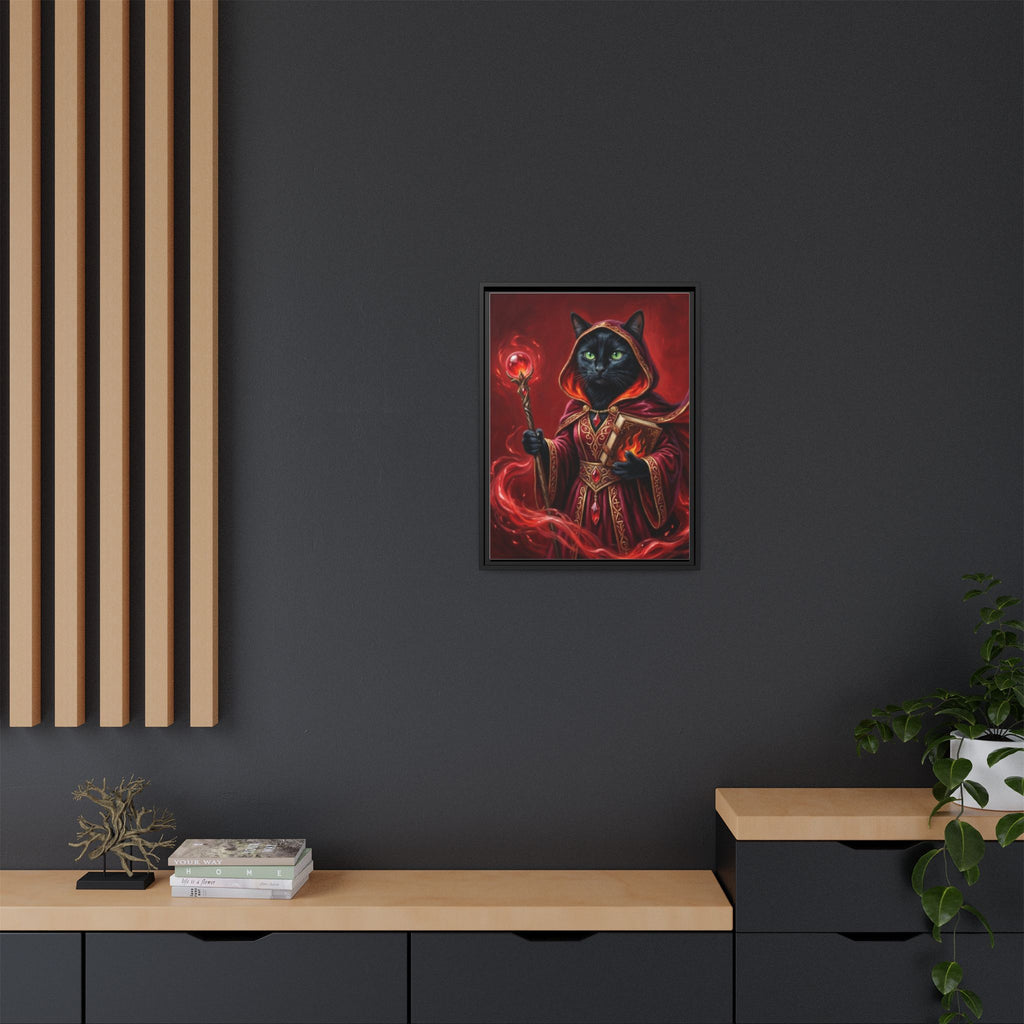 Black Cat Mage Matte Canvas Print (Framed)