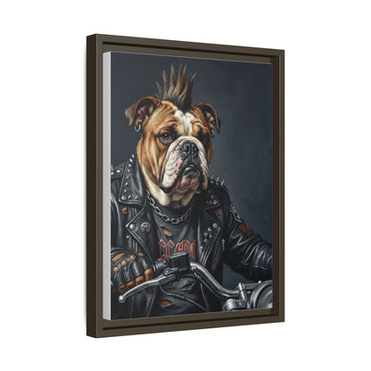Punk Bulldog Biker Matte Canvas Print