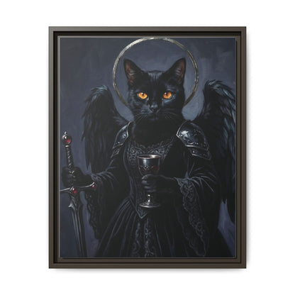 Gothic Black Cat with Halo & Chalice