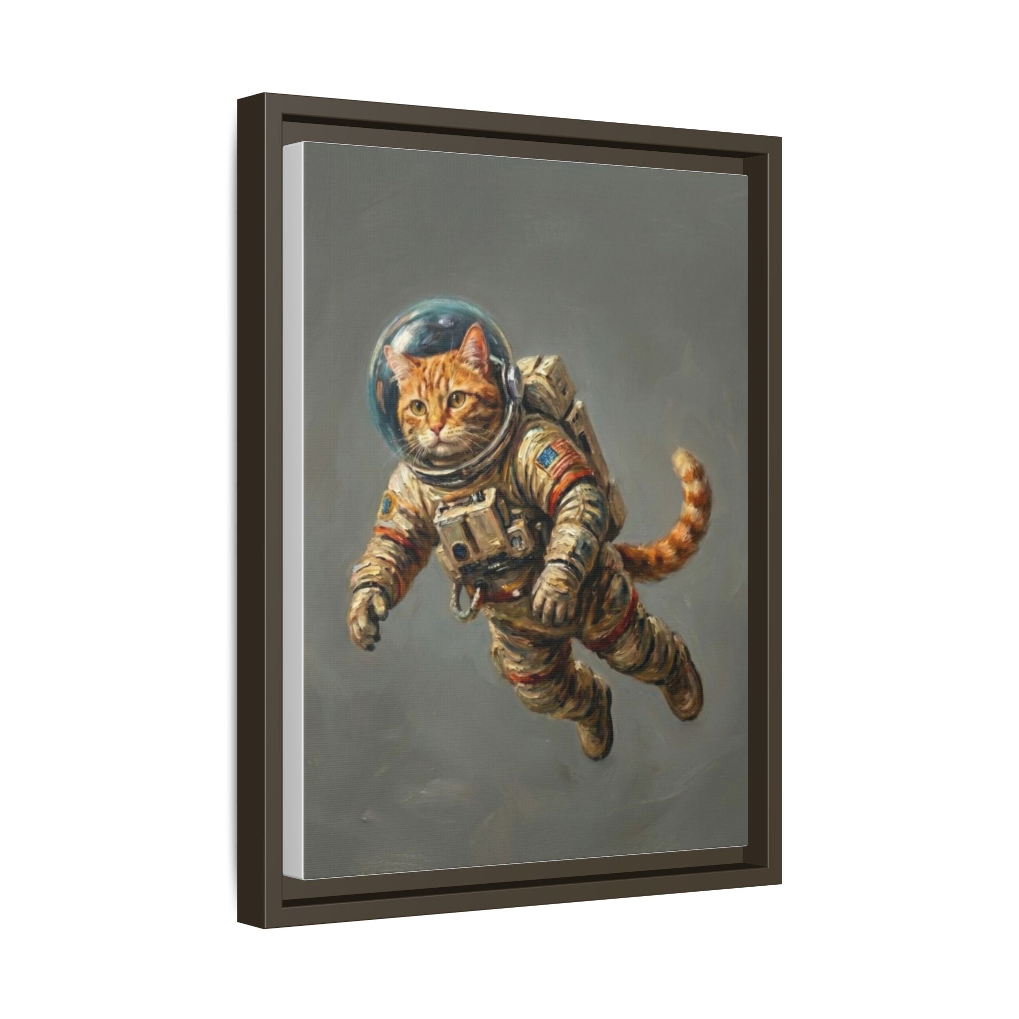 Astronaut Cat Matte Framed Canvas — Whimsical Space Cat Wall Art