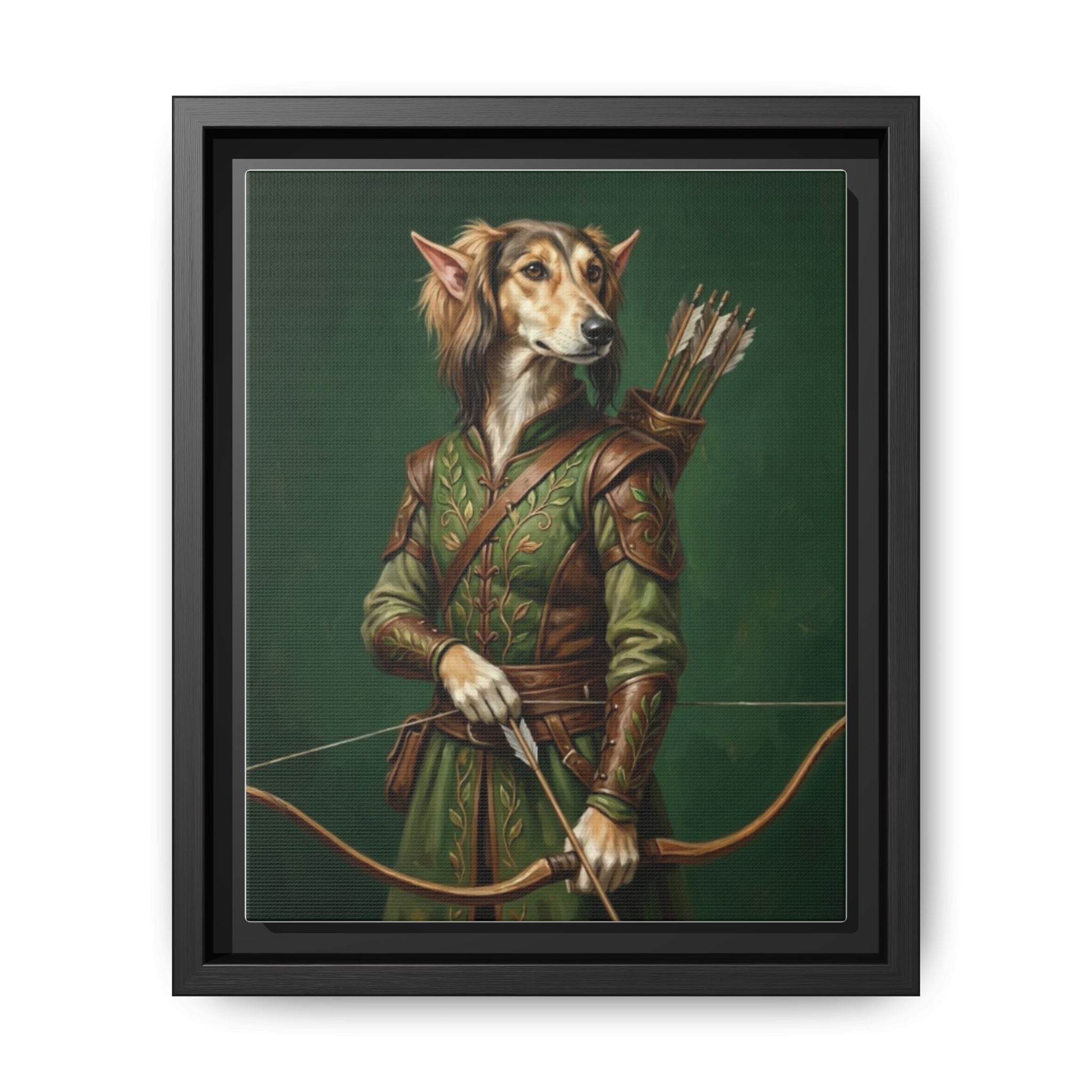 Archer Dog Matte Canvas Print — Framed Fantasy Animal Portrait