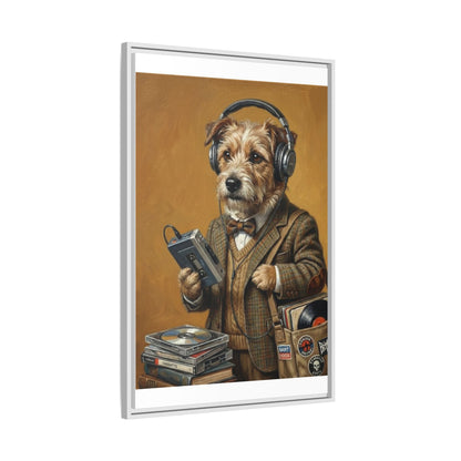 Vintage DJ Dog Matte Canvas Print