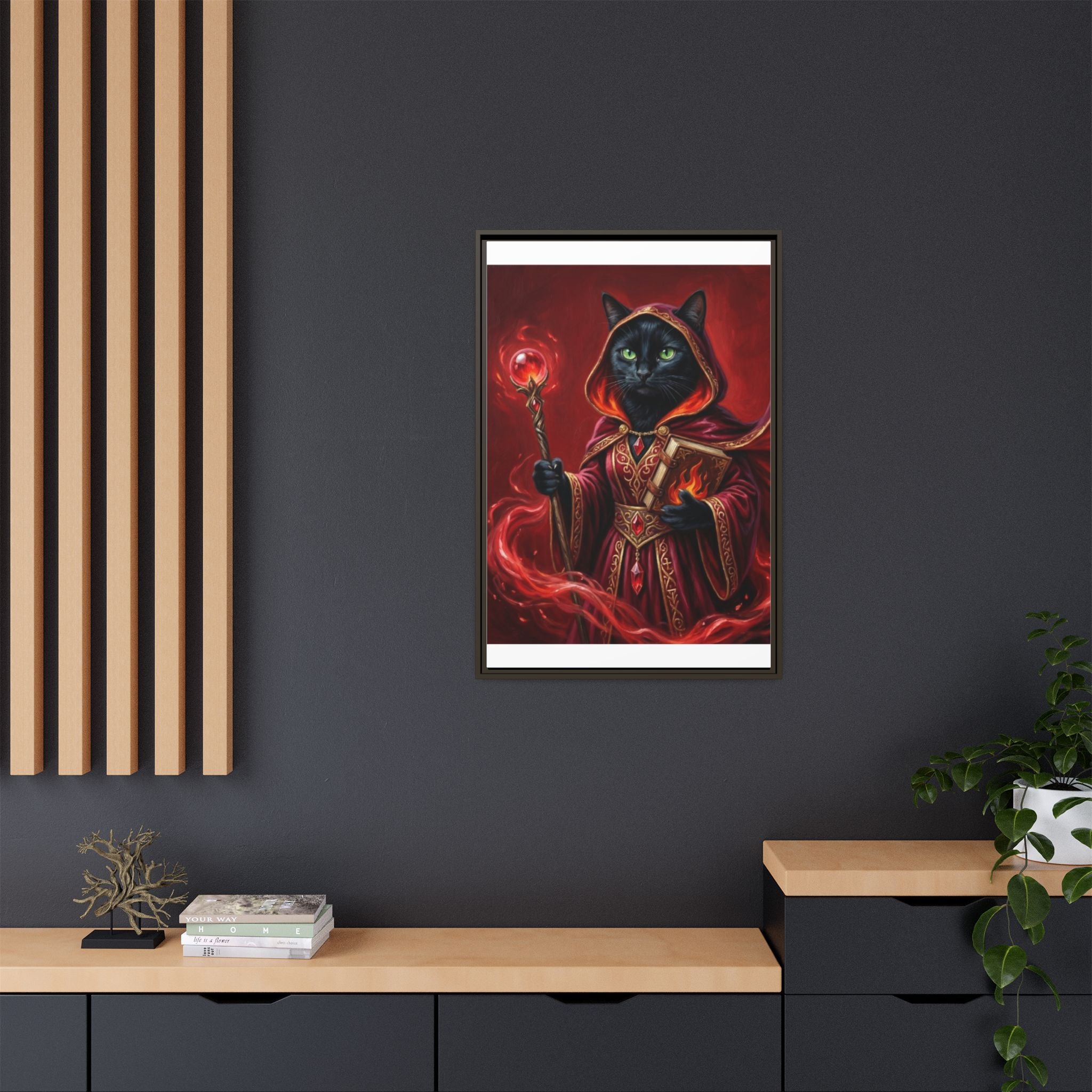 Black Cat Mage Matte Canvas Print (Framed)