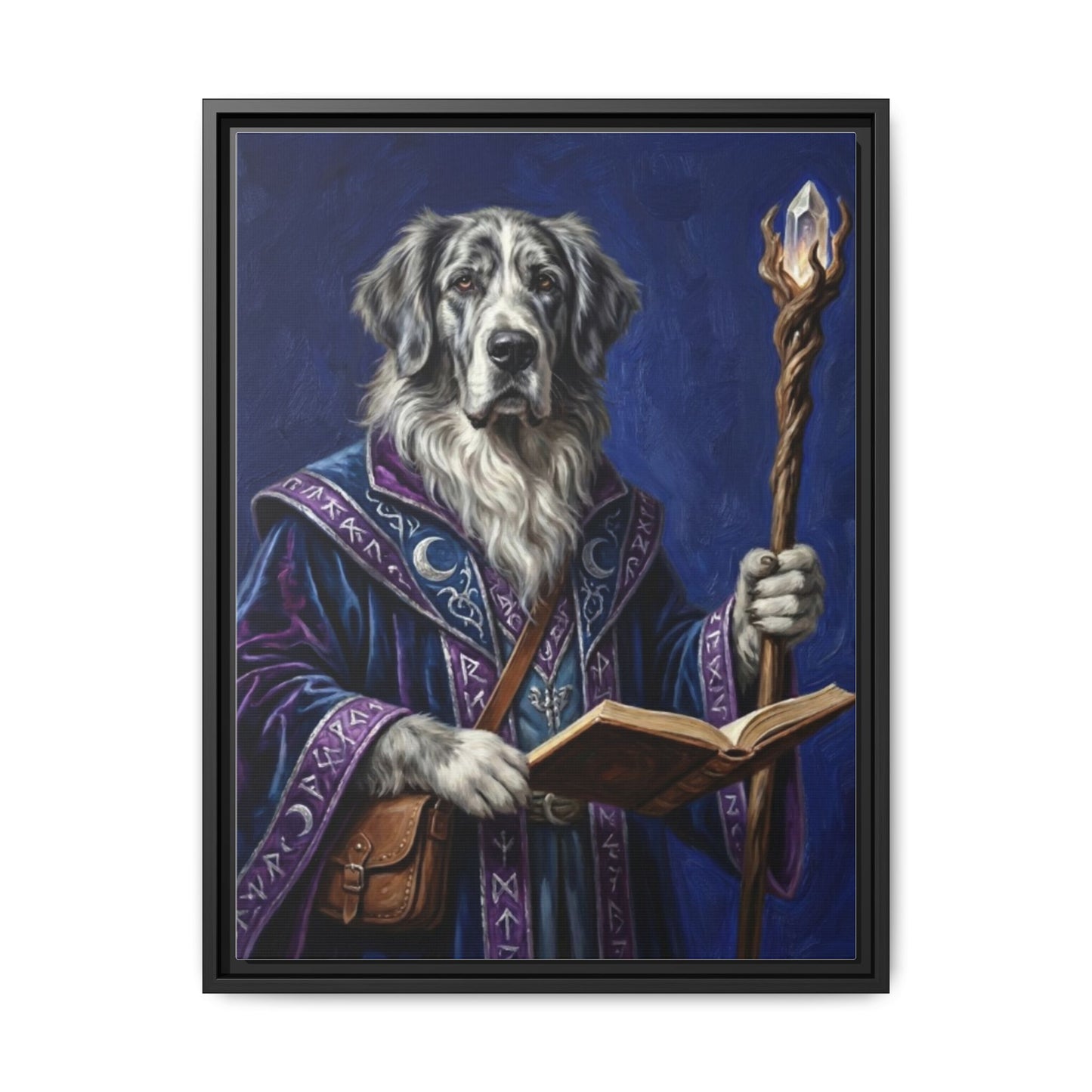 Wizard Dog Framed Canvas Print Mystic Canine Art
