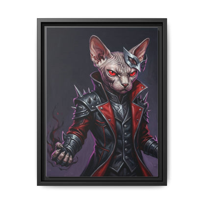 Dark Sphinx Cat Matte Framed Canvas Print Gothic Fantasy Wall Art