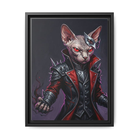 Dark Sphinx Cat Matte Framed Canvas Print Gothic Fantasy Wall Art
