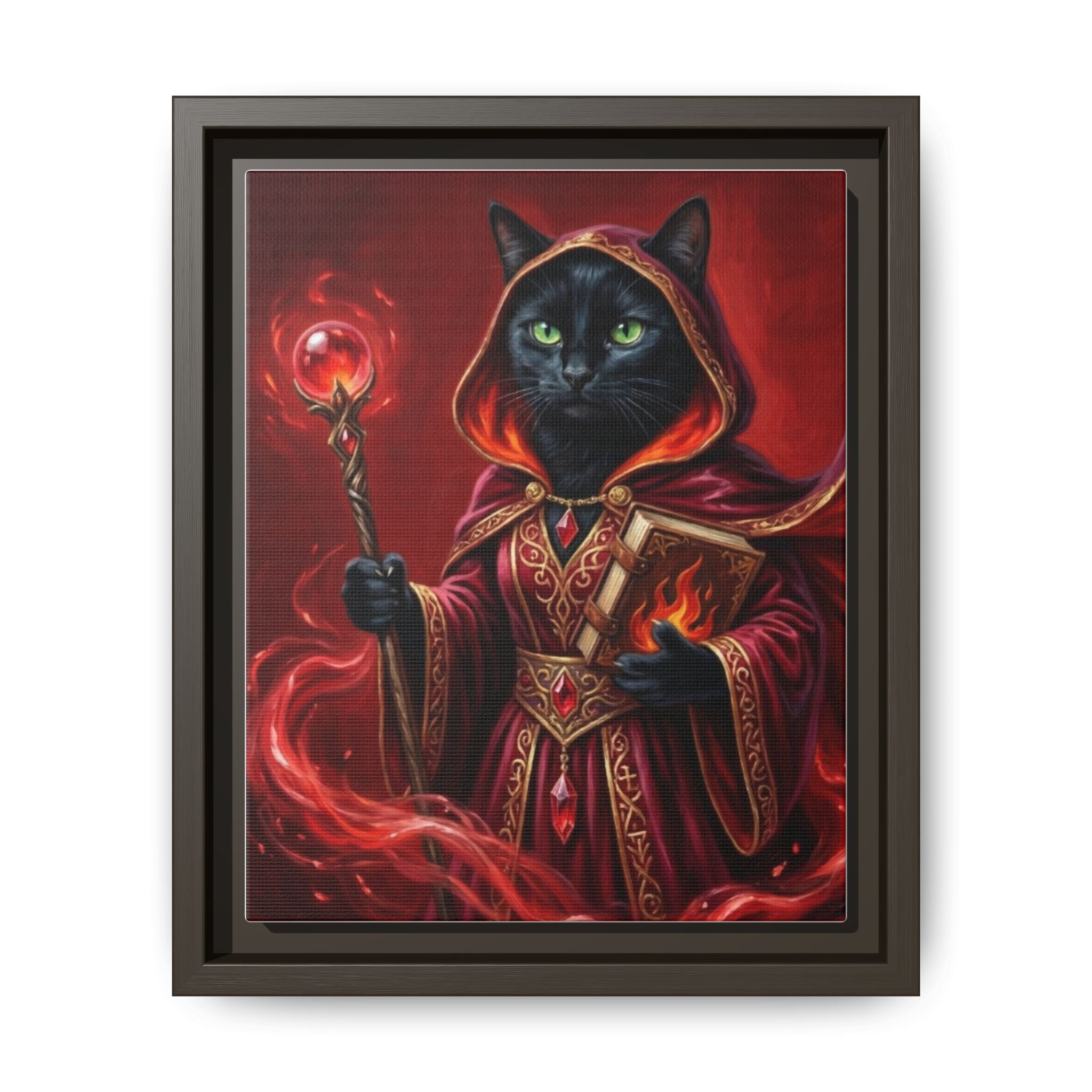 Black Cat Mage Matte Canvas Print (Framed)