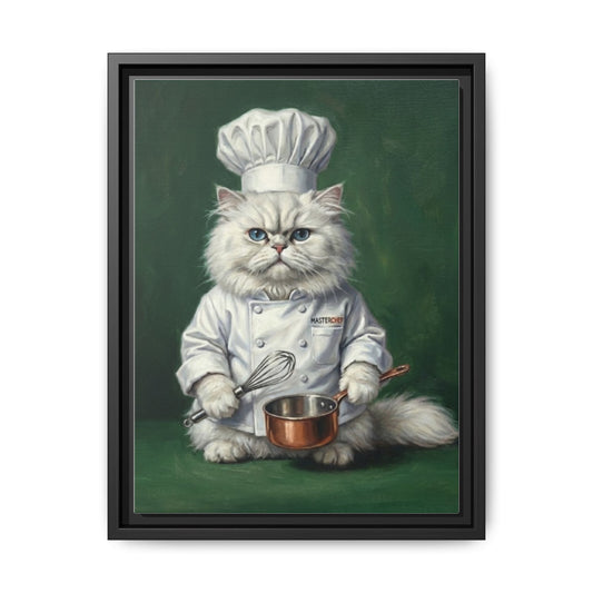 Chef Cat Portrait Whimsical Kitchen Wall Art