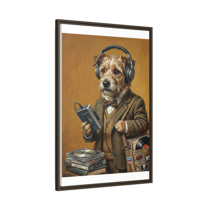 Vintage DJ Dog Matte Canvas Print