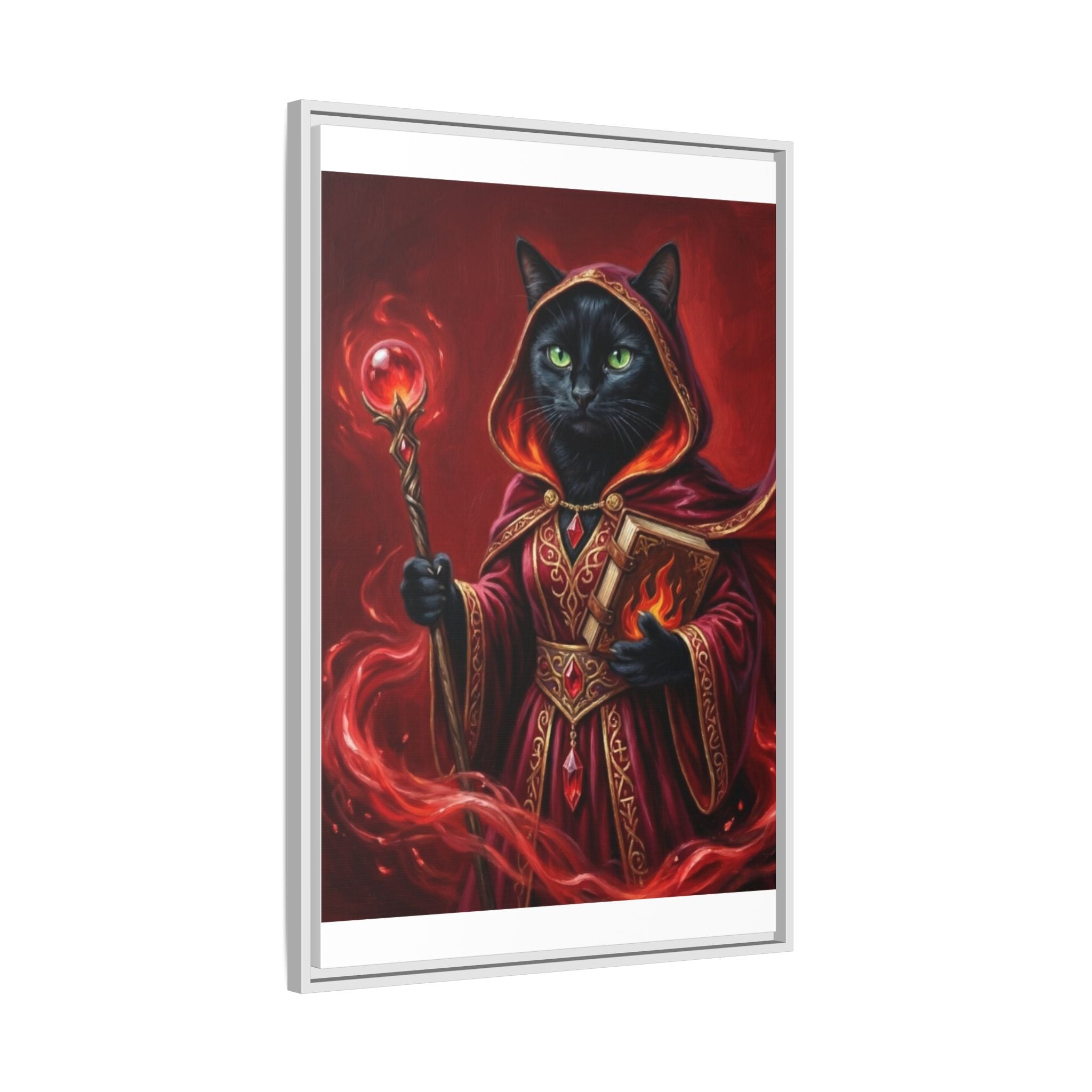 Black Cat Mage Matte Canvas Print (Framed)