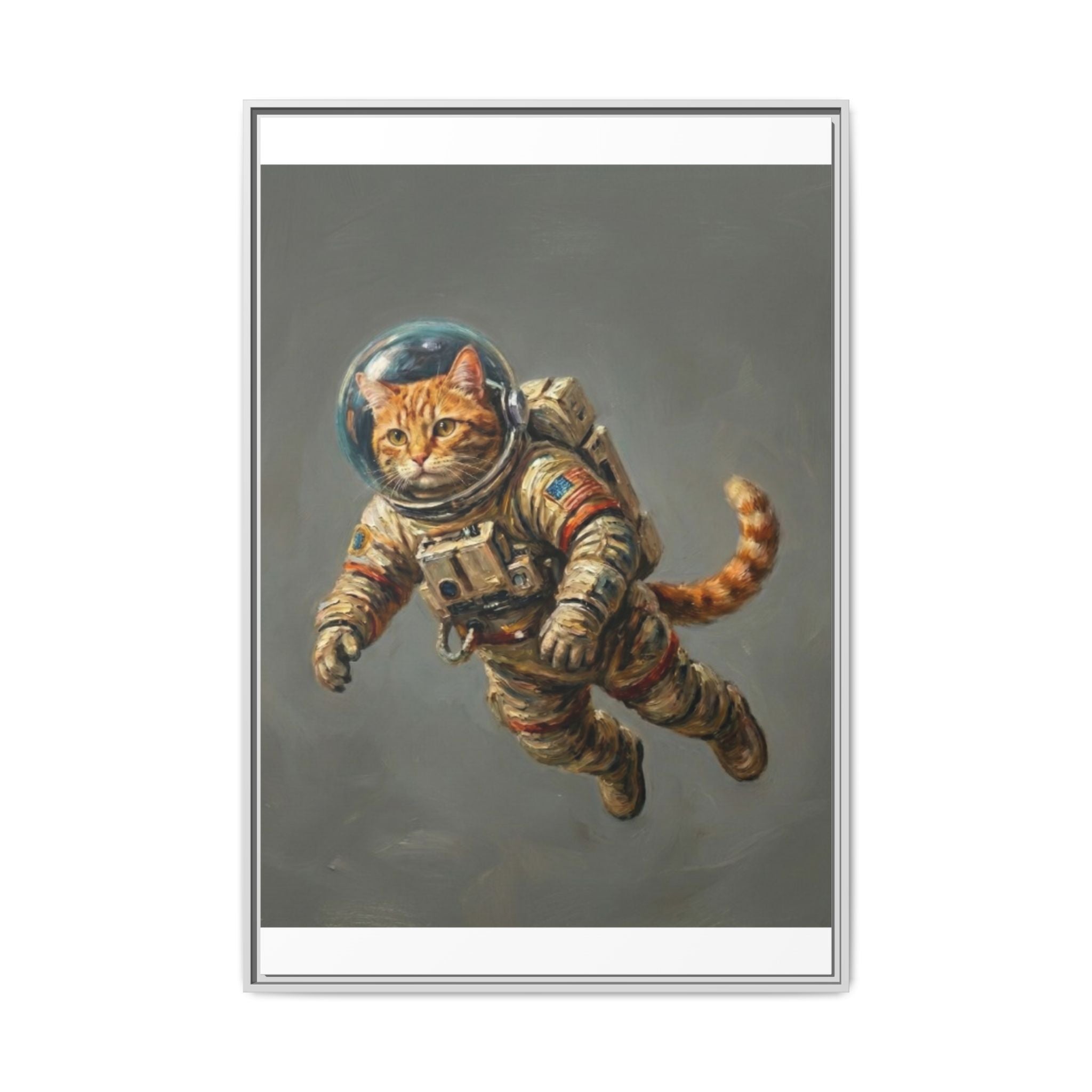 Astronaut Cat Matte Framed Canvas — Whimsical Space Cat Wall Art