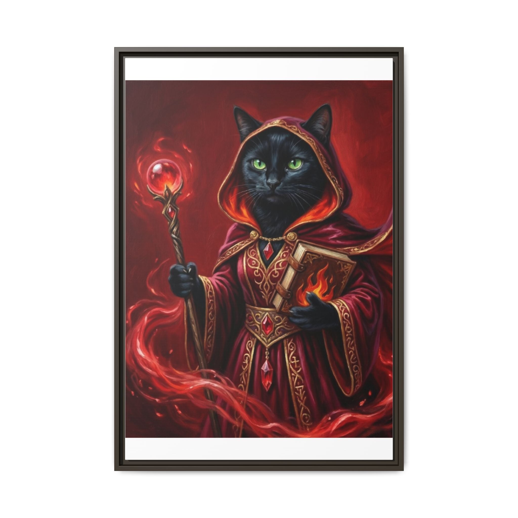 Black Cat Mage Matte Canvas Print (Framed)