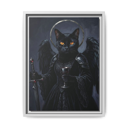Gothic Black Cat with Halo & Chalice