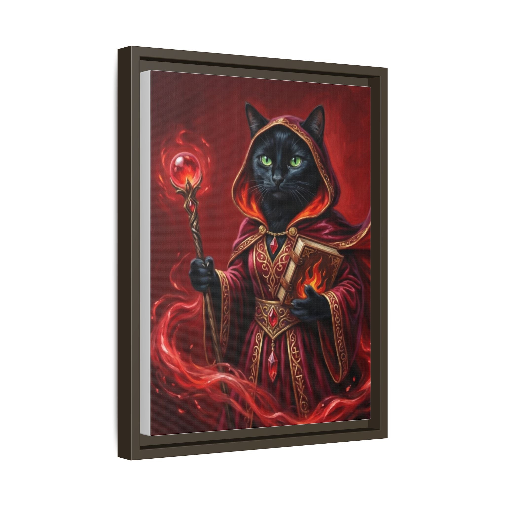 Black Cat Mage Matte Canvas Print (Framed)