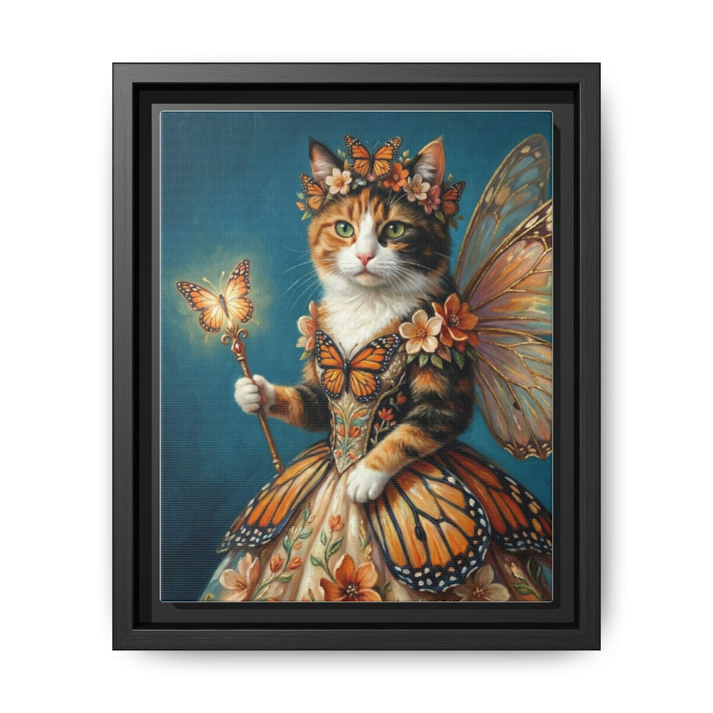 Butterfly Fairy Cat Matte Canvas Framed Art