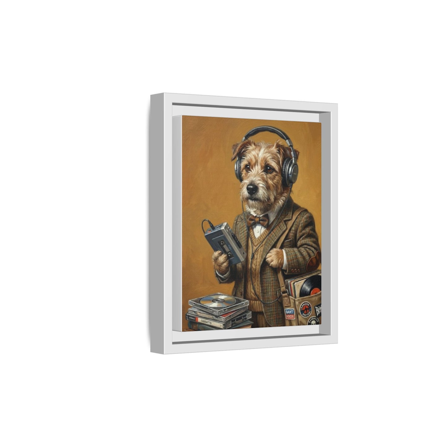 Vintage DJ Dog Matte Canvas Print