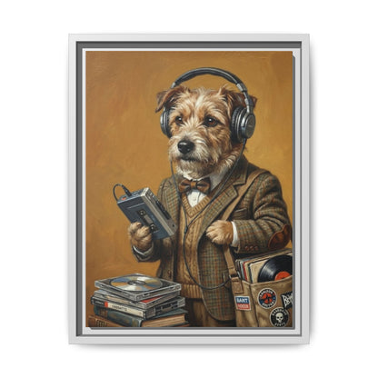 Vintage DJ Dog Matte Canvas Print