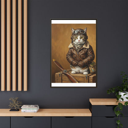 Pilot Cat Canvas Art