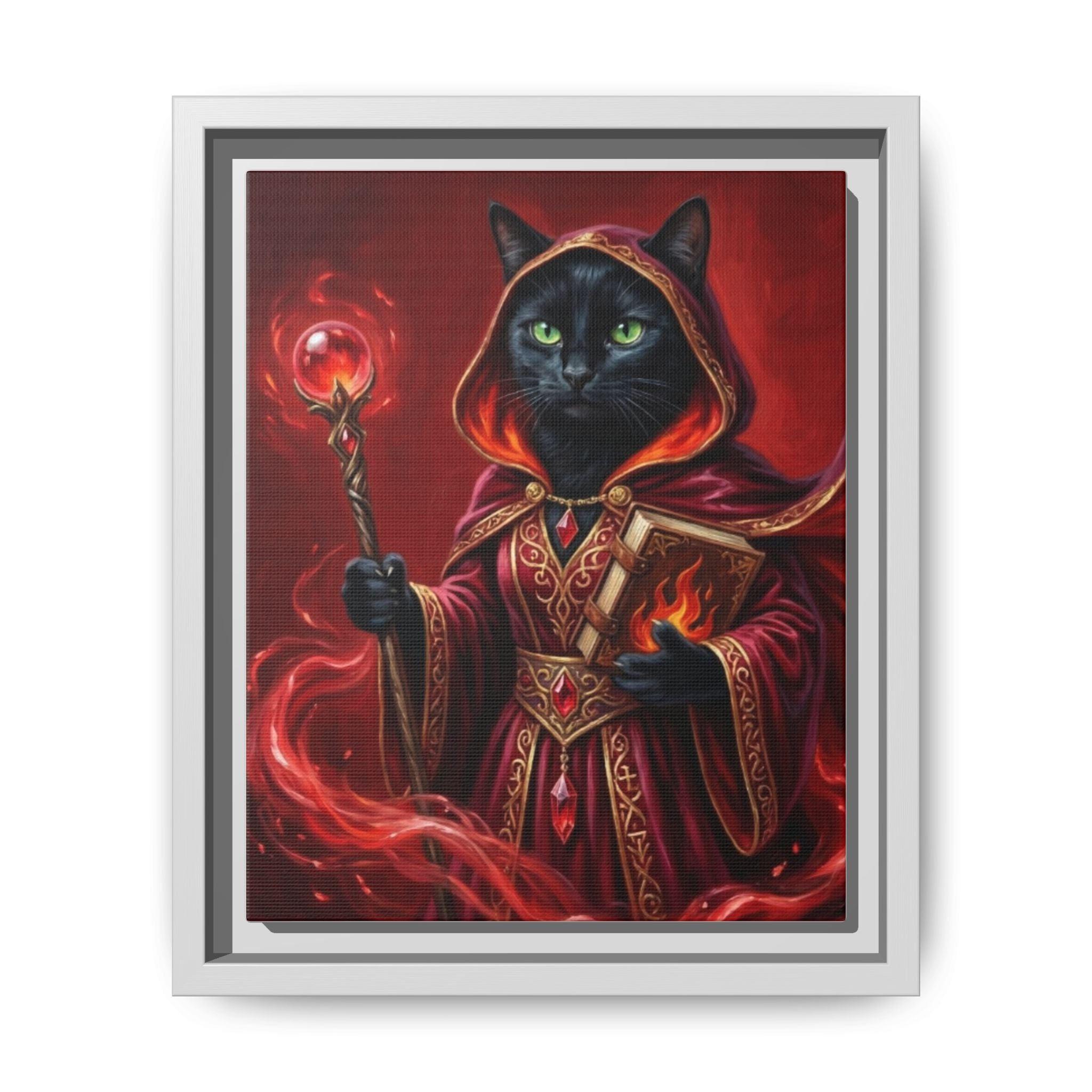 Black Cat Mage Matte Canvas Print (Framed)