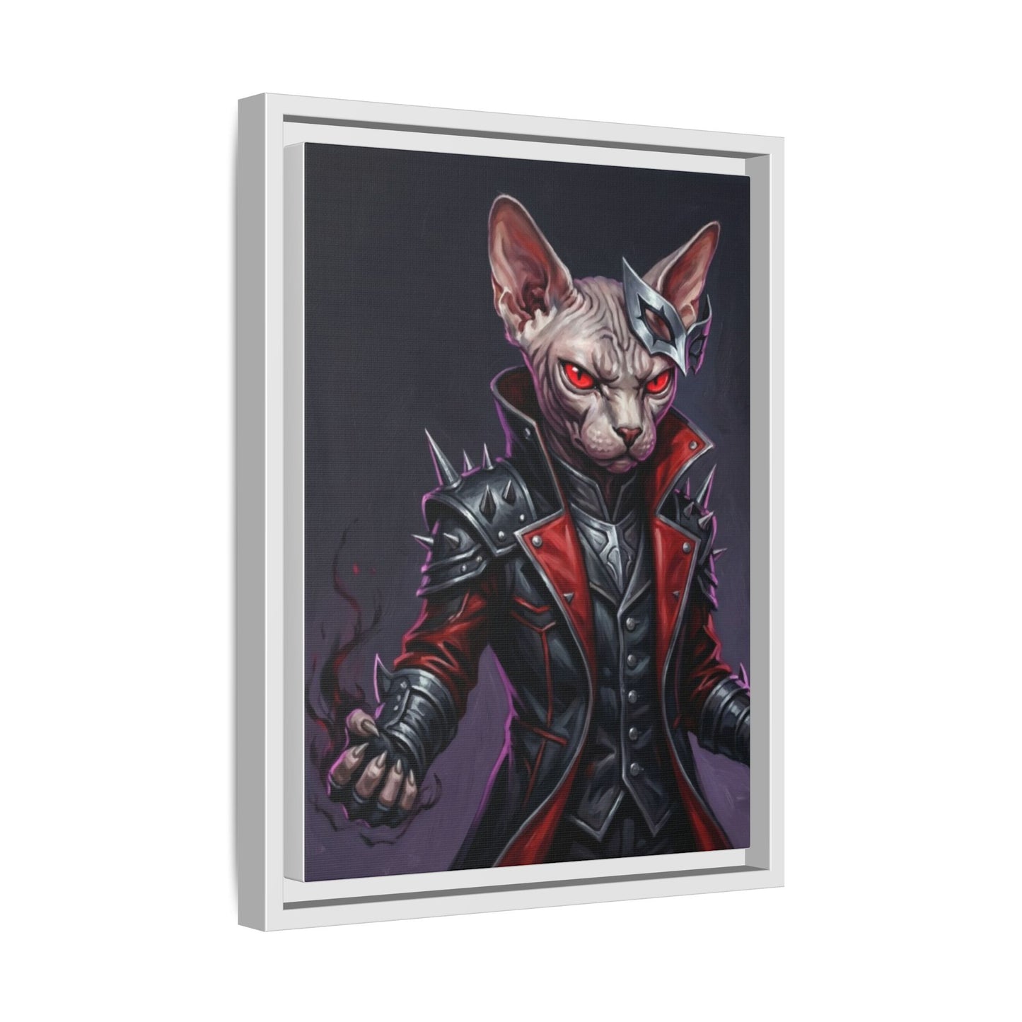 Dark Sphinx Cat Matte Framed Canvas Print Gothic Fantasy Wall Art