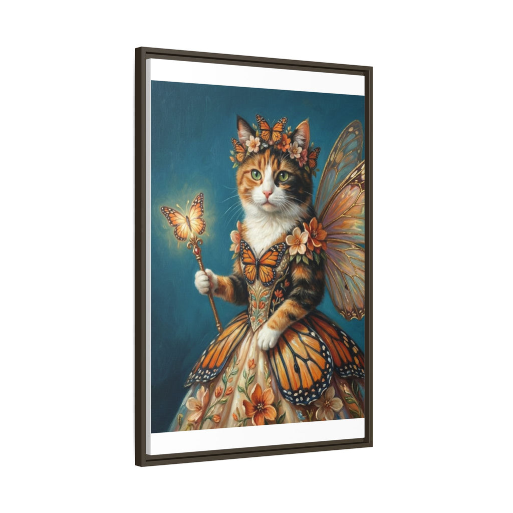 Butterfly Fairy Cat Matte Canvas Framed Art